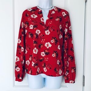 A New Day red cherry blossom blouse Size S EUC